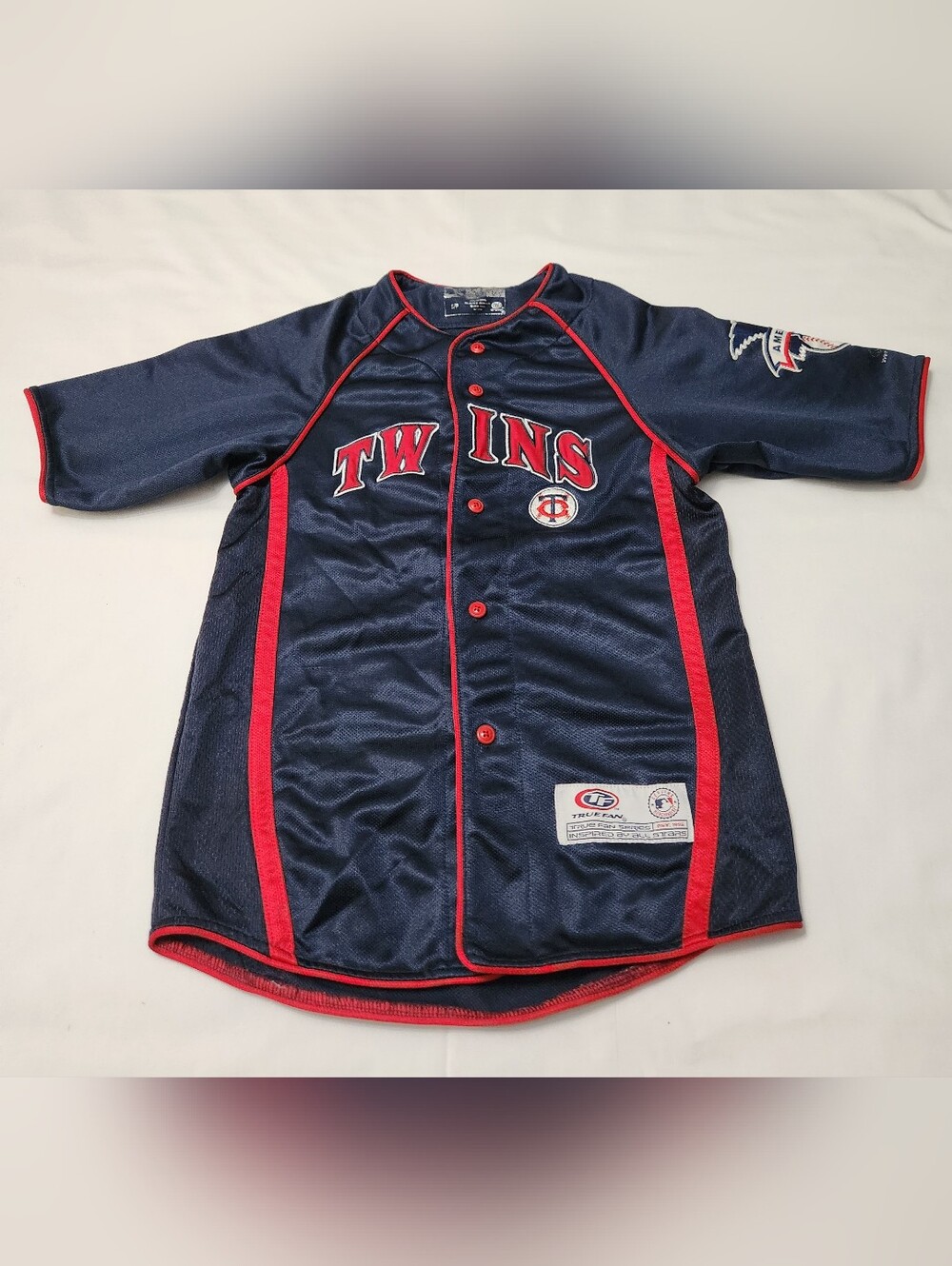MINNESOTA TWINS TRUE FAN  JERSEY  BASEBALL BUTTON-UP COLOR NAVY SIZE SMALL